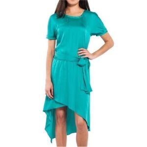 BCBGMaxAzria Green Tiered Tie Front Sundress